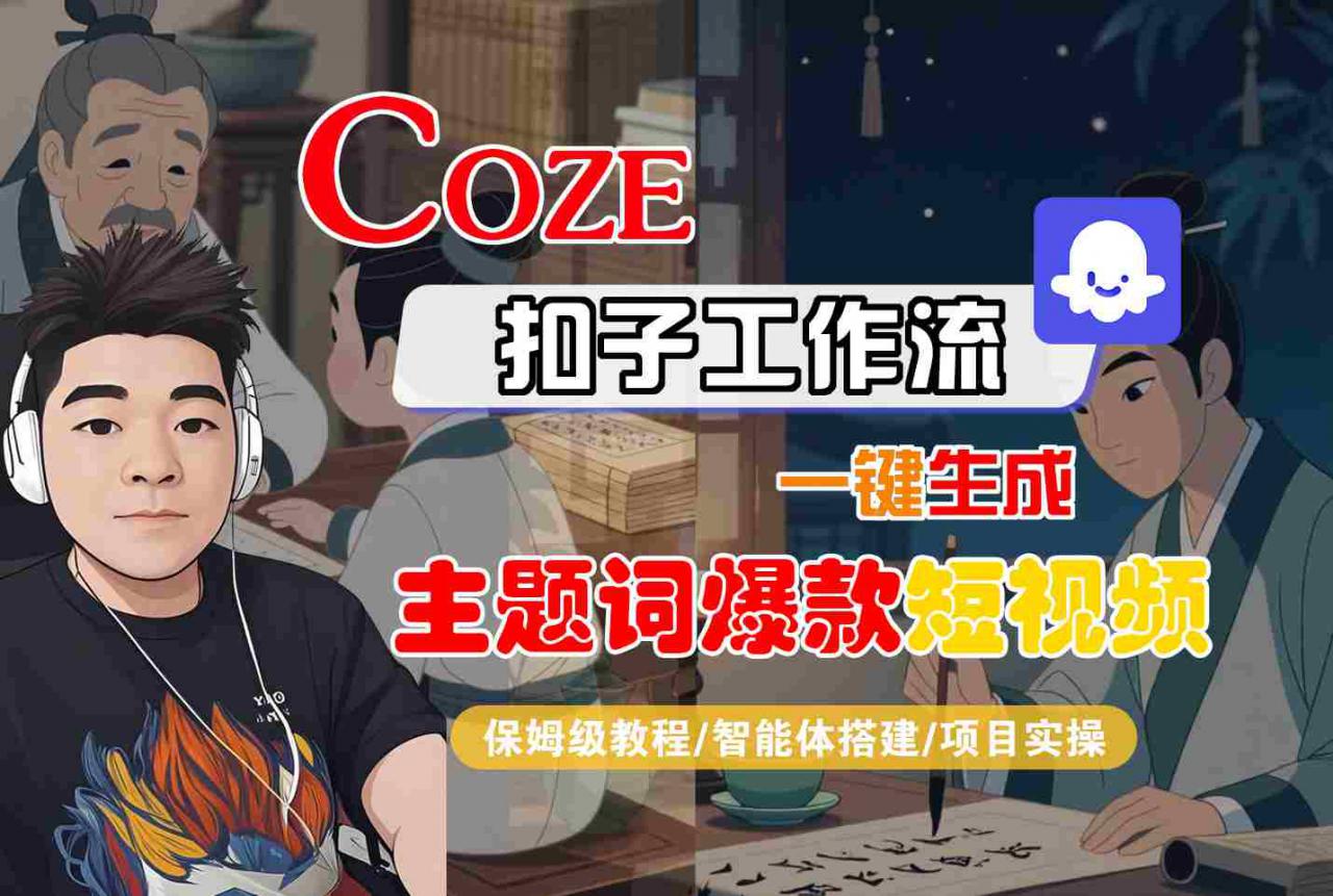 COZE扣子工作流一键生成主题词爆款短视频，保姆级教程-智能体搭建-项目实操-圆梦资源网