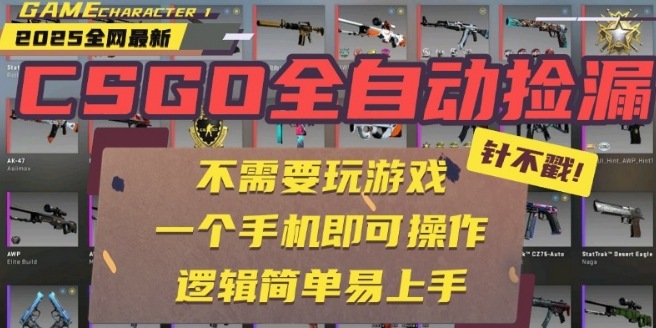 CSGO自动捡漏项目，最新独家玩法，一个手机即可操作，新手小白轻松月入1W+，操作简单易上手【揭秘】-圆梦资源网