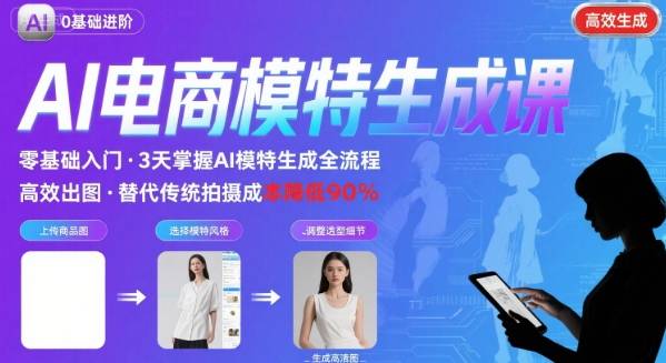 AI模特进阶课程，0基础高效生成逼真电商模特图-圆梦资源网