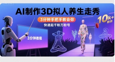 Ai制作3D拟人养生走秀，3分钟手把手教会你，快速起千粉万粉号-圆梦资源网