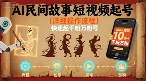 AI民间故事短视频起号，详细操作流程，快速起千粉万粉号-圆梦资源网