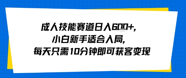 成人技能赛道日入多张，小白新手适合入局，每天只需10分钟即可获客变现-圆梦资源网