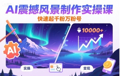 AI震撼风景制作实操课，快速起千粉万粉号-圆梦资源网