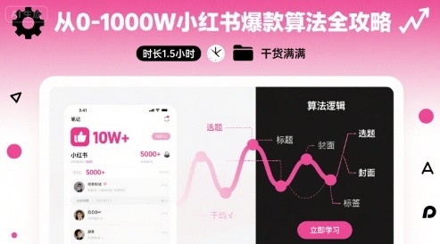 从0-1000W小红书爆款算法全攻略，时长1.5小时，干货满满-圆梦资源网