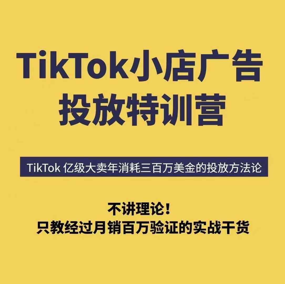 TikTok小店广告投放特训营，6天破局计划专治各种“投不动”，教你经过月销百万验证的实战干货-圆梦资源网
