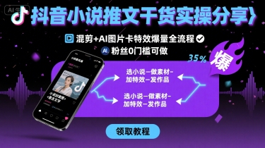 抖音小说推文干货实操分享，混剪+AI图片卡特效爆量全流程，0粉丝0门槛可做-圆梦资源网
