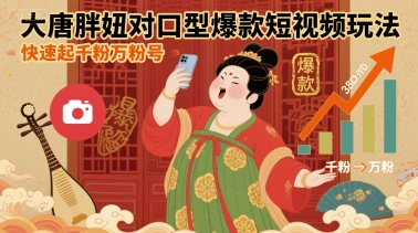 大唐胖妞对口型爆款短视频玩法，快速起千粉万粉号-圆梦资源网