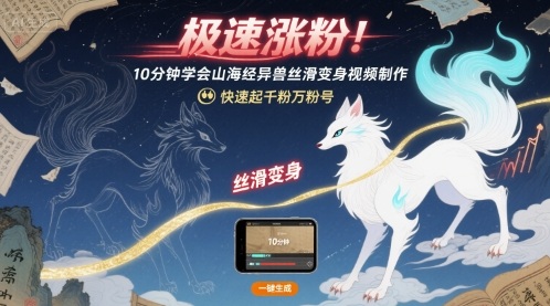 极速涨粉！10分钟学会山海经异兽丝滑变身视频制作，快速起千粉万粉号-圆梦资源网