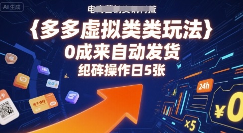 多多虚拟类目玩法，0成本全自动发货，矩阵操作日5张-圆梦资源网