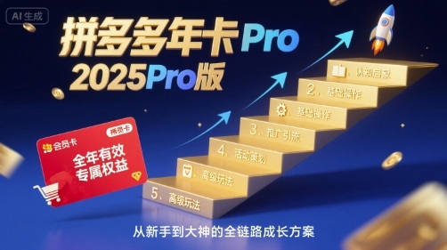 拼多多年卡2025Pro版，五大板块从认知到基础、从推广到活动、从活动到玩法-圆梦资源网