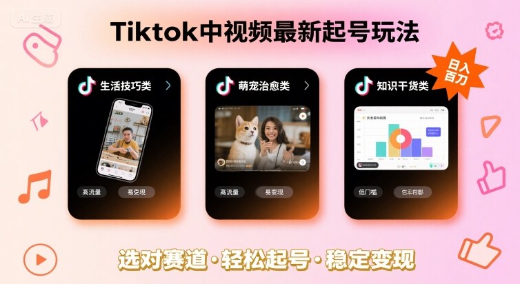 Tiktok中视频最新起号玩法，想要日入百刀，做好这几个赛道就可以了-圆梦资源网