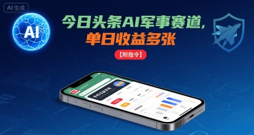 今日头条AI军事赛道，单日收益多张 ，手机可做【附指令】-圆梦资源网