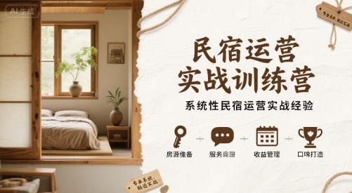 民宿运营实战训练营，系统性民宿运营实战经验-圆梦资源网