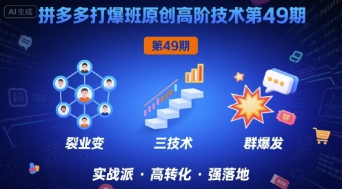 拼多多打爆班原创高阶技术第49期，拼多多裂变+阶梯+群爆-圆梦资源网