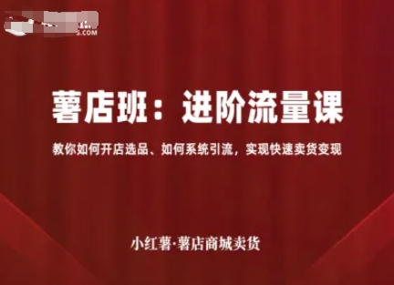 小红薯薯店商城卖货，进阶流量课，教你如何开店选品、如何系统引流，实现快速卖货变现-圆梦资源网