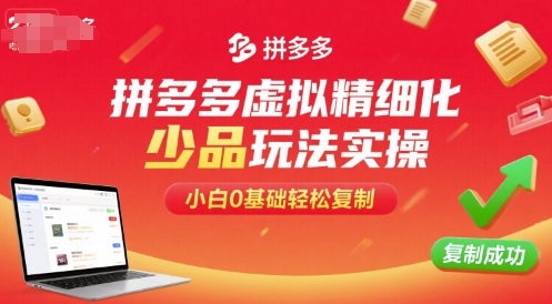 拼多多虚拟精细化少品玩法实操，小白0基础轻松复制-圆梦资源网