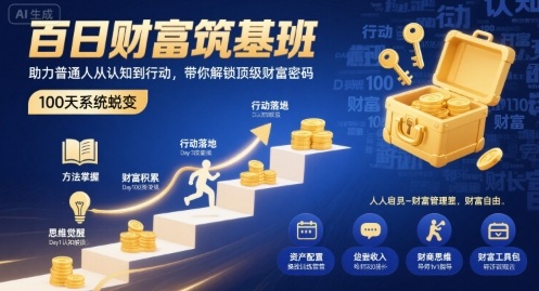 百日财富筑基班，助力普通人从认知到行动，带你解锁顶级财富密码-圆梦资源网