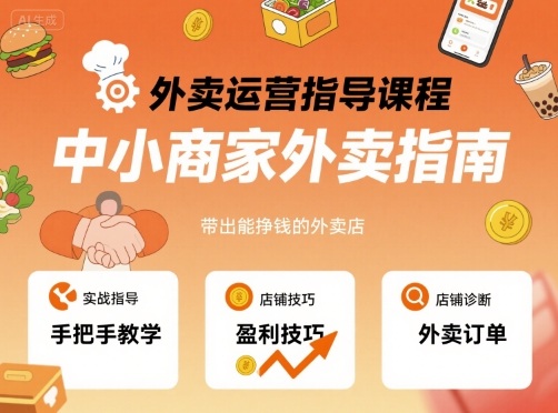 外卖运营指导课程，中小商家外卖指南，手把手带出能挣钱的外卖店-圆梦资源网