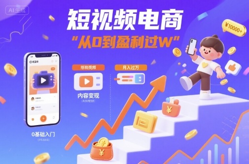 短视频电商：短视频变现从0到盈利过W-圆梦资源网