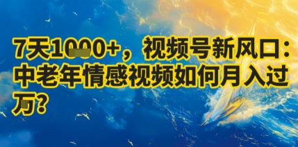 7天收益1k+，视频号新风口：中老年情感视频如何月入过W?-圆梦资源网