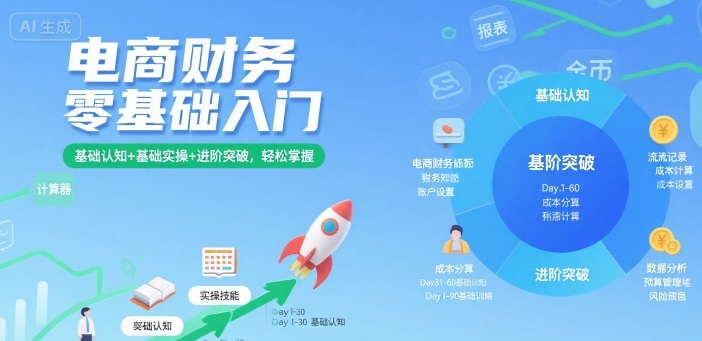 电商财务零基础入门，基础认知+基础实操+进阶突破，轻松掌握-圆梦资源网