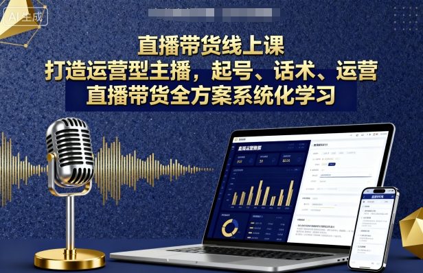 直播带货线上课，打造运营型主播，起号、话术、运营，直播带货全方案系统化学习-圆梦资源网