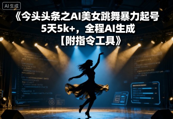 今日头条之AI美女跳舞暴力起号，5天1k+，全程AI生成【附指令工具】-圆梦资源网