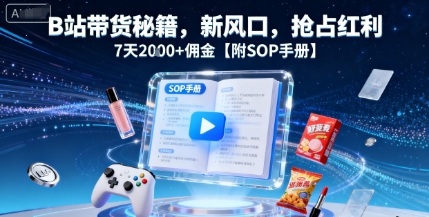 B站带货秘籍，新风口，抢占红利，7天2k+佣金【附SOP手册】-圆梦资源网