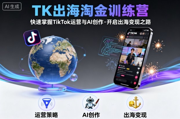 TK出海淘金训练营，助你快速掌握TikTok运营与AI创作，开启出海变现之路-圆梦资源网