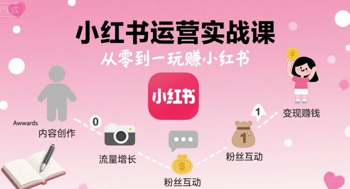 小红书运营实战课，从零到一玩賺小红书-圆梦资源网