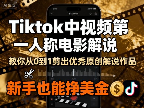 Tiktok中视频第一人称电影解说，教你从0到1剪出一个优秀的原创解说作品，新手也能挣美金-圆梦资源网