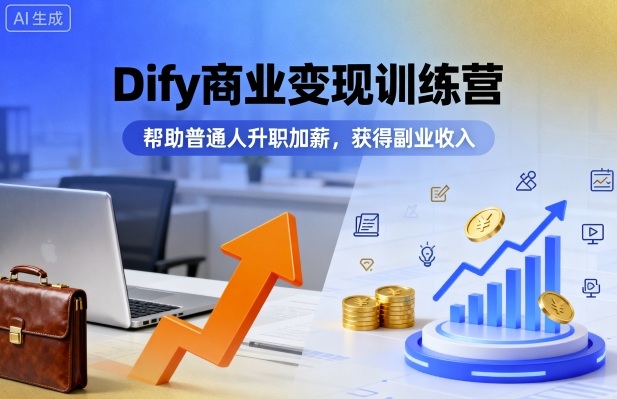 Dify商业变现训练营，帮助普通人升职加薪，获得副业收入-圆梦资源网