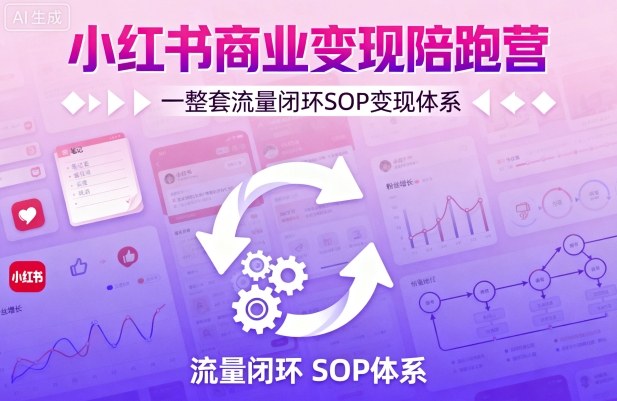 小红书商业变现陪跑营，轻IP矩阵 私域获客 聚光投流，一整套流量闭环SOP变现体系-圆梦资源网