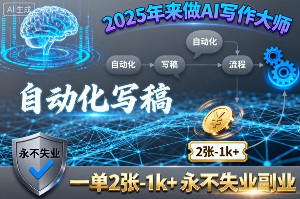 2025年来做AI写作大师，自动化写稿，一单2张-1k+，永不失业副业-圆梦资源网