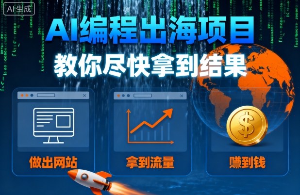 AI编程出海项目，教你尽快拿到结果-做出网站、拿到流量、賺到钱-圆梦资源网