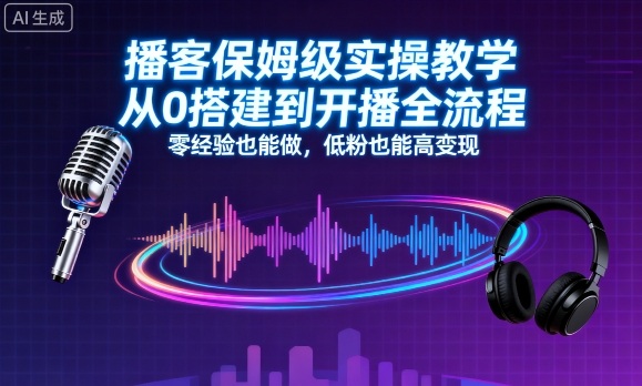 播客保姆级实操教学，从0搭建到开播全流程，零经验也能做，低粉也能高变现-圆梦资源网