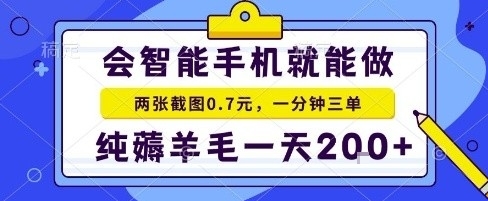 手机项目，二十秒一单，纯薅羊毛一天2张+做就有【揭秘】-圆梦资源网