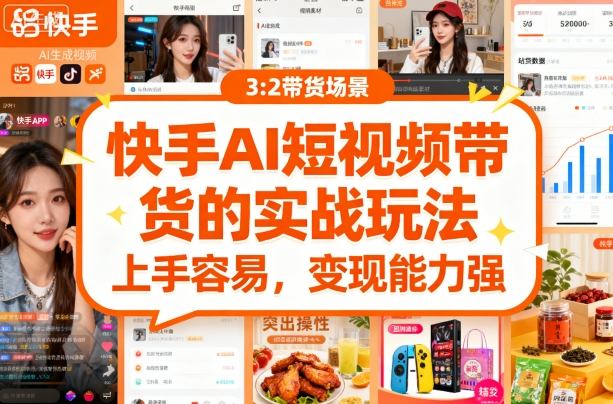 快手ai短视频带货的实战玩法，上手容易，变现能力强-圆梦资源网