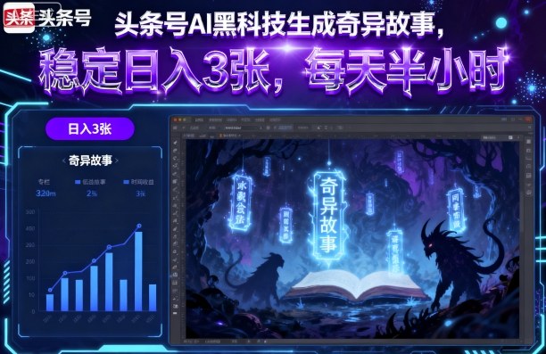 头条号AI黑科技生成奇异故事，稳定日入3张，每天半小时-圆梦资源网
