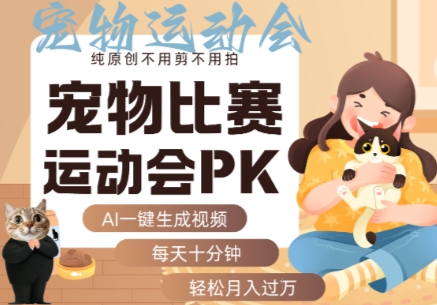 AI一键生成宠物比赛运动会PK视频，纯原创不用剪不用拍，每天十分钟，轻松月入过1W+-圆梦资源网