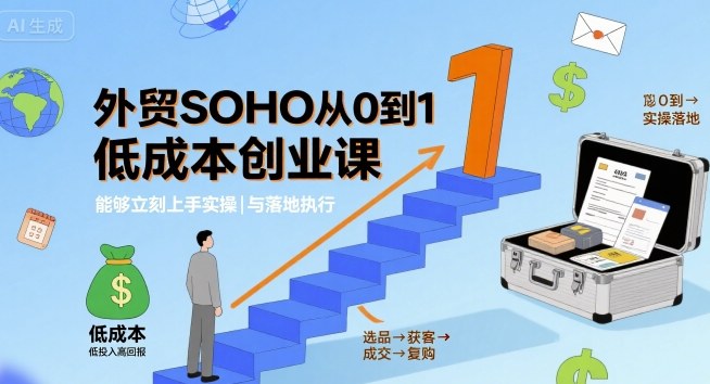 外贸SOHO从0到1低成本创业课，能够立刻上手实操与落地执行-圆梦资源网