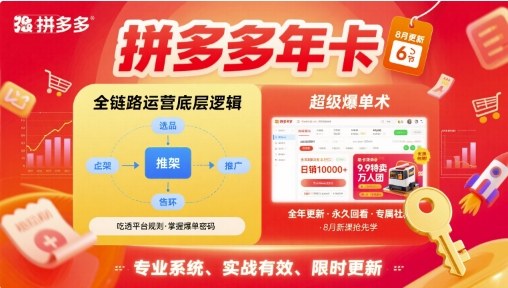 拼多多年卡【8月更新6节】拼多多全链路运营底层逻辑，超级爆单术-圆梦资源网