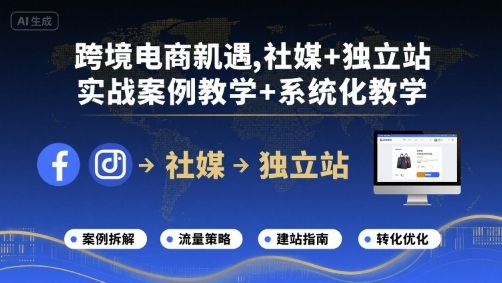 跨境电商新机遇，社媒+独立站，实战案例教学+系统化教学-圆梦资源网